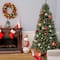 7.5 ft. Pre-lit Hinged North Valley Spruce Blue Medium Artificial Christmas Tree, Multicolor Lights